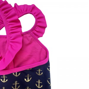 พิมพ์ flounce สองชิ้นสำหรับเด็กชุดว่ายน้ำ