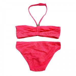 Halterneck Lace สองชิ้นสำหรับเด็กชุดว่ายน้ำ