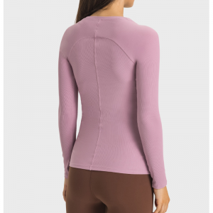 ซี่โครงเสื้อโยคะที่มีขอบเสื้อผู้หญิงตอนหน้าอกแน่น