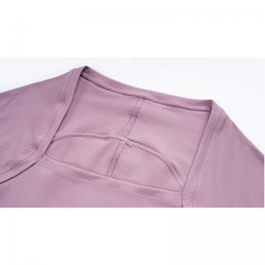 ซี่โครงเสื้อโยคะที่มีขอบเสื้อผู้หญิงตอนหน้าอกแน่น