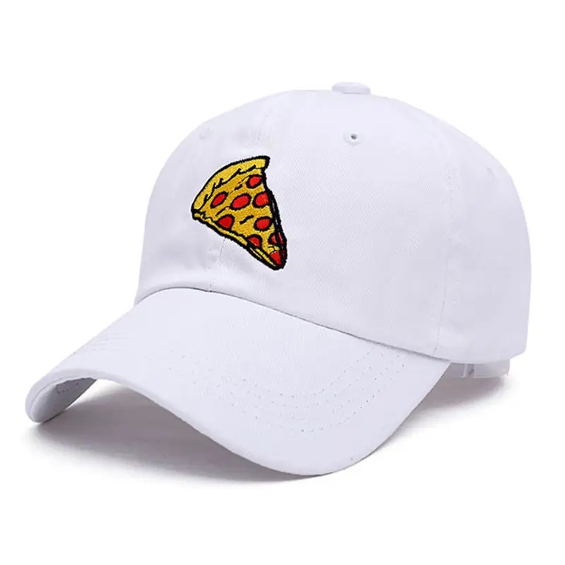 New Pizza Embroidery Dad Cap Trucker Cotton Hat for Women ผู้ชายปรับขนาดเบสบอลหมวกกีฬากลางแจ้ง