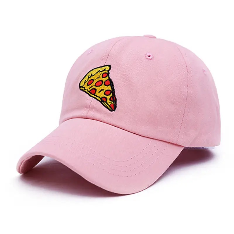 New Pizza Embroidery Dad Cap Trucker Cotton Hat for Women ผู้ชายปรับขนาดเบสบอลหมวกกีฬากลางแจ้ง