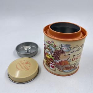 กล่องบรรจุหีบห่อ Tinplate Round Caddy Candy Snack Box Tin