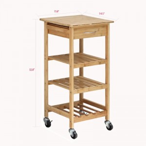 การออกแบบมือถือแอปพลิเคชั่น Wide Application Bamboo Kitchen Trolley เหมาะสำหรับการจัดเก็บไผ่