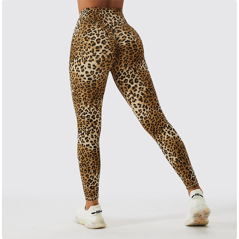 sc10112 เสือดาวพิมพ์น้อยเอวสูงกางเกงขายาว femme ribbed scrunch bum leggings กางเกงโยคะ