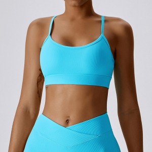 SC101610 Halter Sports Bra Ladies Halter Neck Cross Back Sports Bra สำหรับผู้หญิงโลโก้ผู้หญิงออกกำลังกายกีฬาบราขายส่งโยคะ CRO
