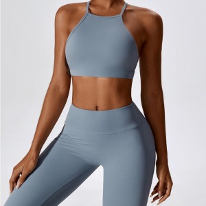 SC10183 ความสะดวกสบายออกกำลังกายโยคะเซ็กซี่กีฬาชุดชั้นใน Halter Ladies Halter Neck Cross Back Sports Bra สำหรับผู้หญิง