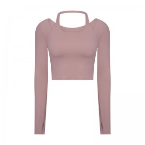 SC10273 โลโก้แบบกำหนดเองโยคะเสื้อยืดความฟิตวิ่งเสื้อยืดคอกลมเสื้อเชิ้ตผู้หญิงเสื้อเชิ้ตแขนยาวสำหรับผู้หญิง