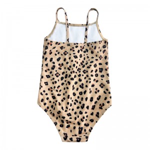 Halter one-piece flouncy leopard print