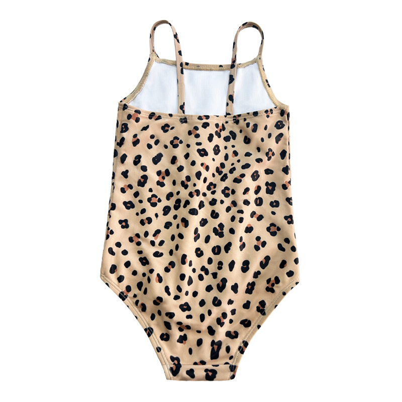 Halter one-piece flouncy leopard print