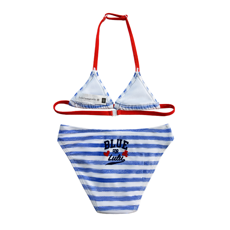 Halterneck Striped Letter Print Color Matching Swimsuit ของเด็ก ๆ