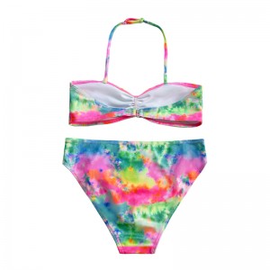 Kids \\\\ \'ชุดว่ายน้ำที่มีคอเชือกแขวนคอและสีไล่ระดับสี