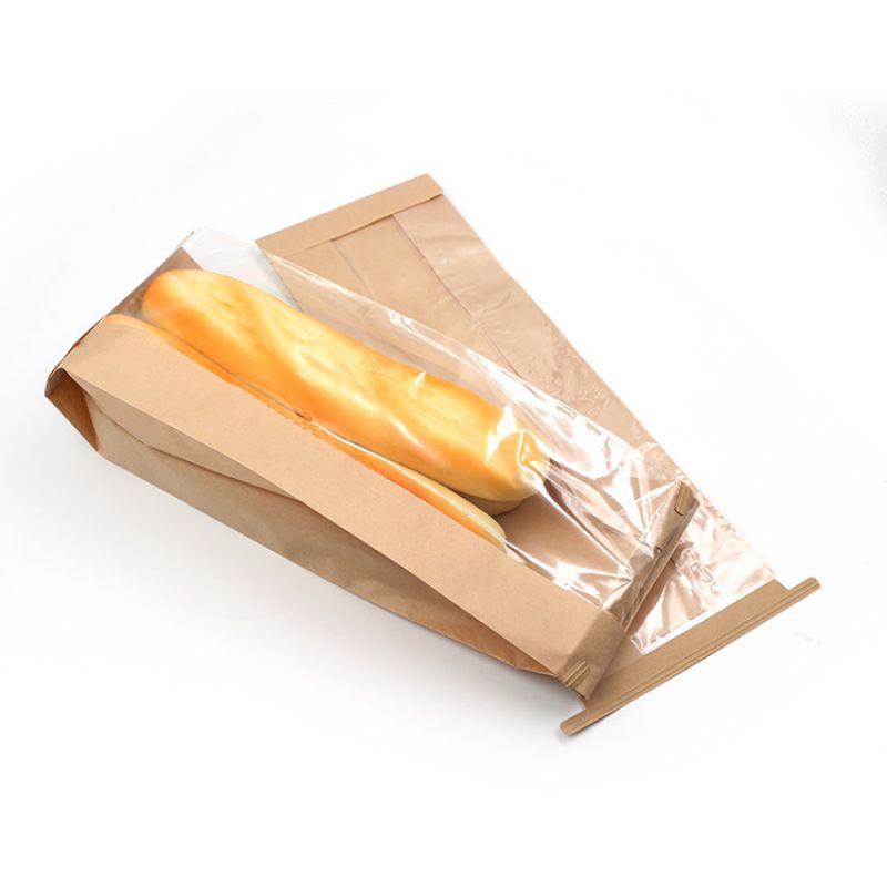 Brown Bread Kraft Paper Paper Paping With Window FCS SGS FDA ได้รับการรับรอง