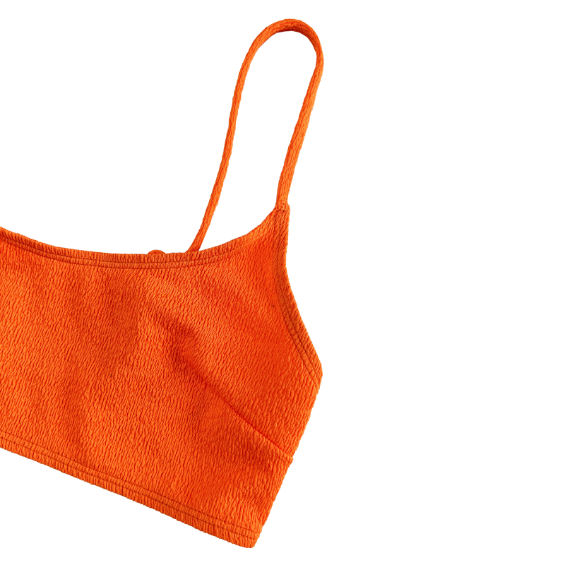 ผ้าเครปสีส้มเสื้อเบาส์วาดกระโปรงจีบเซ็กซี่สองชิ้นชุดว่ายน้ำ