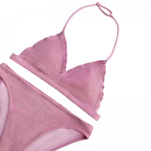 คอสามเหลี่ยมถ้วยคอสามเหลี่ยมคอชุดว่ายน้ำสองชิ้นน่ารัก