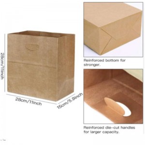 Hot Gifts Restaurant Bakery Recyclable Die Cut Handle Brown China Wholesale Wholesale พิมพ์ถุงกระดาษที่กำหนดเองโลโก้