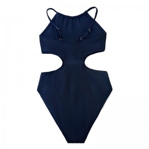 Solid Color Hollow Hollow Slim Slim-Fit Ruffle สวมใส่ชุดว่ายน้ำชิ้นเดียว