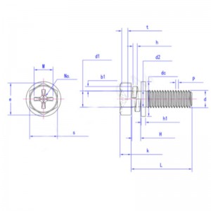 สลักเกลียวหัวหกเหลี่ยมแบบฝังขวางพร้อมการเยื้องและแหวนรองสปริง