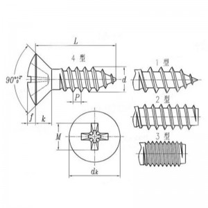 สังกะสี-ชุบสีแบบฝังฝ้าฝังตัวเอง-สกรูแตะ