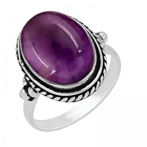 Hongde Mystic Amethyst แหวนเงินแท้ 925 Handmade Statement แหวน Southwest Bohemian Birthstone แหวนเครื่องประดับ