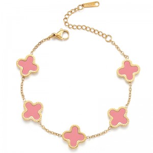 ทองฮงเต๋อ 18K-ผู้ชายชุบ\\และผู้หญิง\\สร้อยข้อมือนำโชคใบโคลเวอร์สี่ใบ