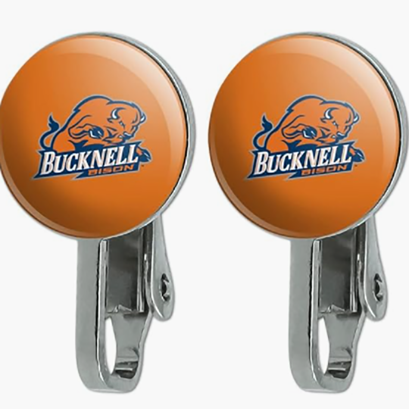 คลิป Bucknell Bison อย่างเป็นทางการ-ในต่างหู - สูง-โลหะผสมโลหะคุณภาพอีพ็อกซี่-เคลือบไม่-จำเป็นต้องเจาะเครื่องประดับวันเกมสำหรับศิษย์เก่า & แฟน ๆ