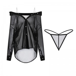 ใหม่สไตล์บวก-ขนาดชุดชั้นในเซ็กซี่ เห็นได้อย่างบริสุทธิ์และมีเสน่ห์-ผ่านชุดสลิปชีฟองด้วย V ลึก-คอต่ำ-ตัดการออกแบบและ suspenders ซ...