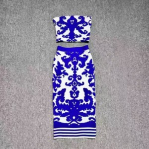 ฤดูร้อน jacquard knit bustier, knit jacquard hip-ชุดกระโปรงยาว