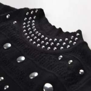 นัวเนียแขนกุดคอปกฤดูร้อนชุดถักโลหะ