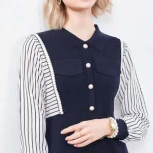 ต้นฤดูใบไม้ร่วงตัวเล็กคอปกถักครึ่งคาร์ดิแกน