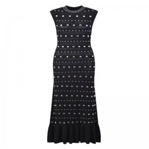 นัวเนียแขนกุดคอปกฤดูร้อนชุดถักโลหะ