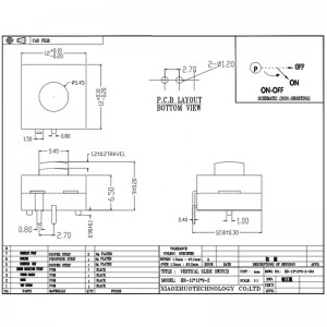 กดสวิตช์ HR12*12*9-2, สวิตช์ไฟฉาย, LED สอง-เปิดและปิดการเปิดและปิดปุ่มรีเซ็ตสวิตช์ไมโคร