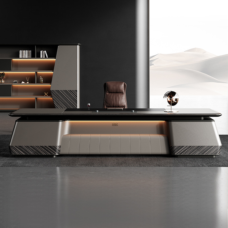 รุ่น DBT006 แผงหรู-สไตล์ผู้จัดการโต๊ะผู้บริหารเดี่ยวประธาน\\โต๊ะทำงานใหญ่พร้อมชุดเก้าอี้ Boss Desk