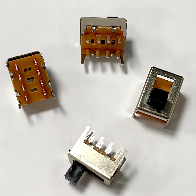 สวิตช์เลื่อน SS23F06 3-ตำแหน่ง 10-การออกแบบพินสำหรับไฟ LED -- โรงงานตงกวนโดยตรง